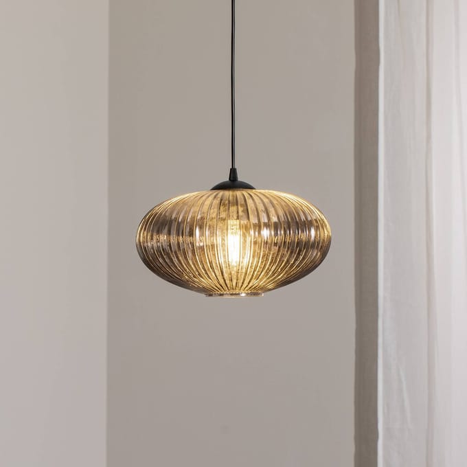 EMIBIG LIGHTING Eekamer lamp Coco, Ø 30 cm, zwart/rookgrijs, glas