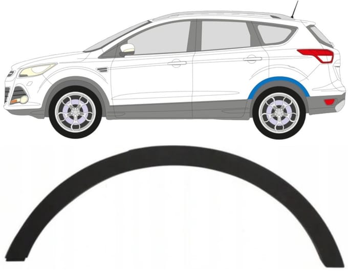 Zijlijst sierlijst achterspatbord voor Ford Kuga 2013-2020 / Links