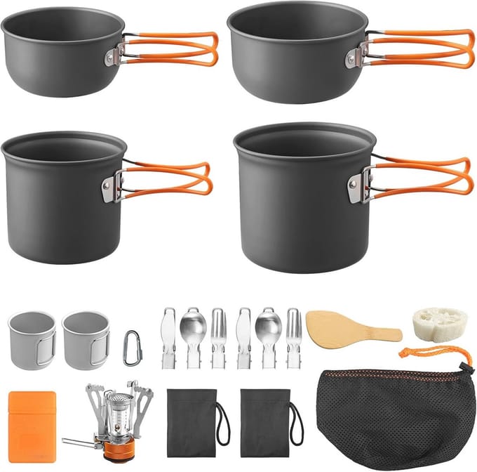 Camping Kookgerei Set voor Buiten, Lichtgewicht en Compact Picknick Servies