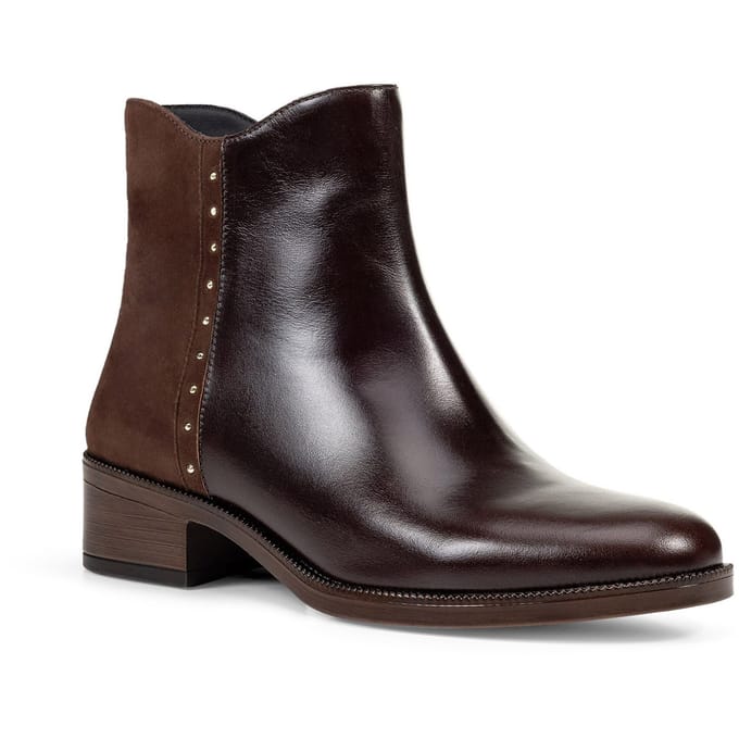 Geox D Camexia Leren Dames Donkerbruine Laarzen
