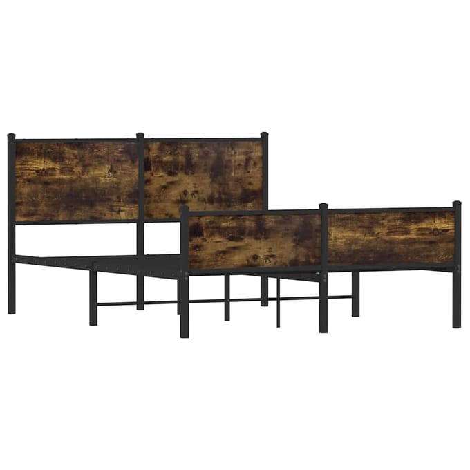 vidaXL - Bedframe - zonder - matras - metaal - gerookt - eikenkleurig - 137x190 - cm
