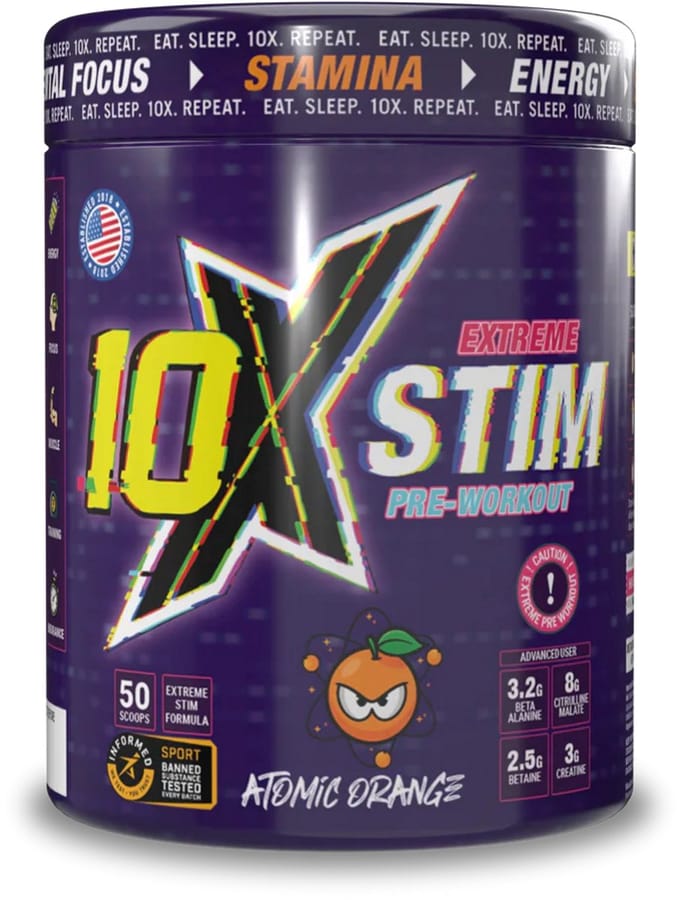 10X - Athletic - PRE WORKOUT - Engergy - Stim - PWO - Atomic Orange - Sinaasappel