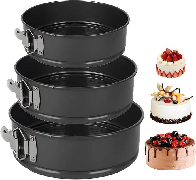 Set van 3 Ronde Springvormen met Losse Bodem - Antiaanbaklaag - 20, 22 en 24 cm