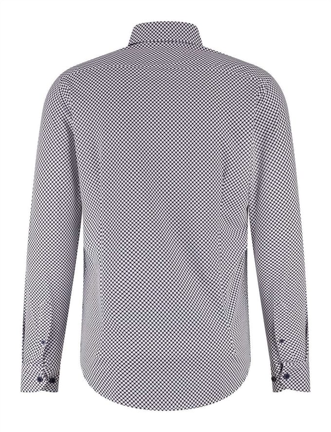 Overhemd Blue Industry donkerblauw geprint stretch