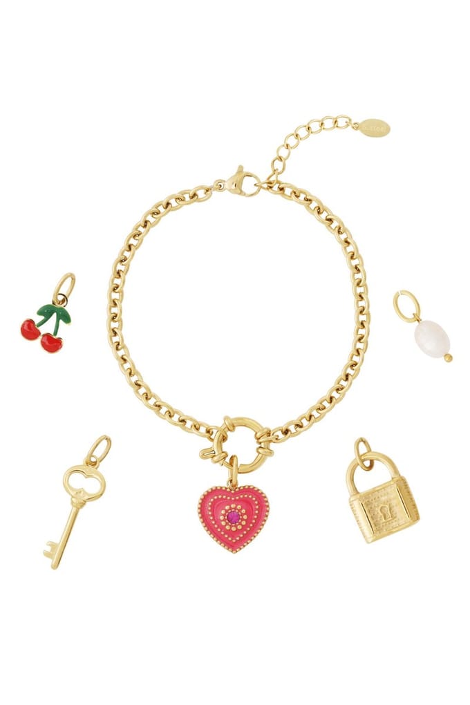 Hart DIY armband - Gold - Kers - Sleutel