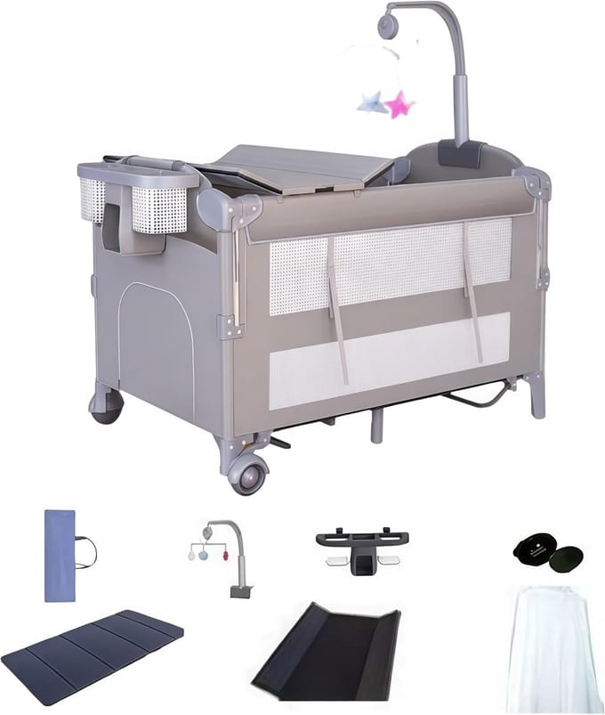 Opvouwbaar en Draagbaar Babyreisbed met Luiertafel en Speelruimte
