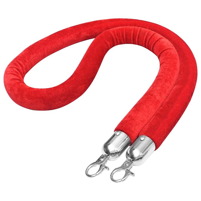 vidaXL - Afzetkoord - fluweel - rood - en - zilverkleurig