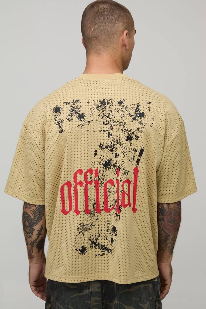 Oversized Boxy Official V-Neck Sports Top | Stone | Size Medium