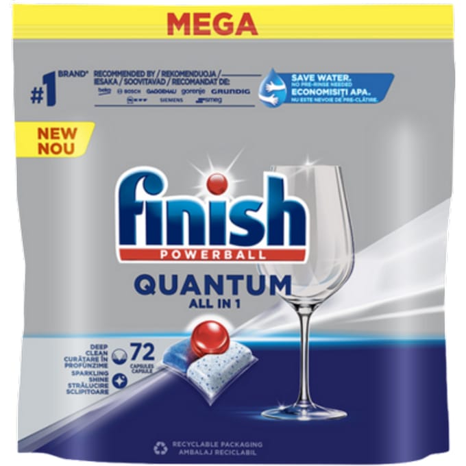 Finish Quantum All in 1 Lemon Vaatwastabletten – 72 stuks