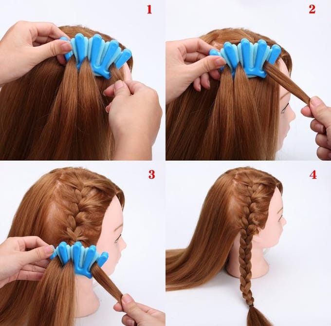 Vlecht hulpstuk - vlechten tool haarclip simpel Frans vlechten - Blauwe Braid hulp