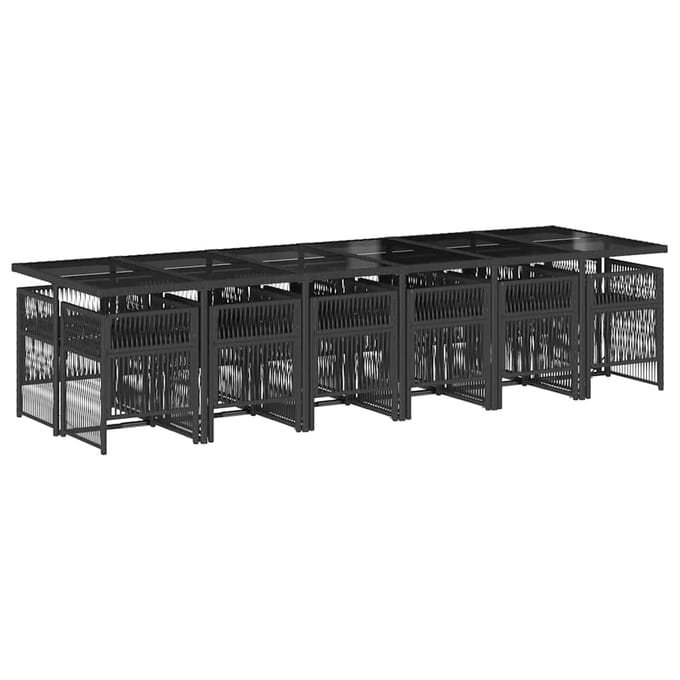 vidaXL - 13-delige - Tuinset - met - kussens - poly - rattan - zwart