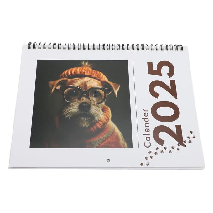 Calendrier 2025 Photos de Chiens Mignons et Drôles Espace de Notes Ample Suspendable Calendrier Mensuel 2025 black