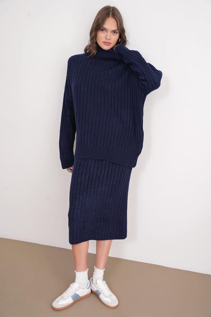 Oversized Ribbels Turtleneck Trui