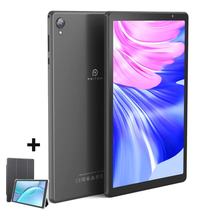 PRITOM Tablet 10 inch Android 14 32GB ROM 512GB uitbreidbaar, 2GB RAM Wi-Fi 6 Tablet PC met 1.6GHz Quad Core CPU, 10.1 inch
