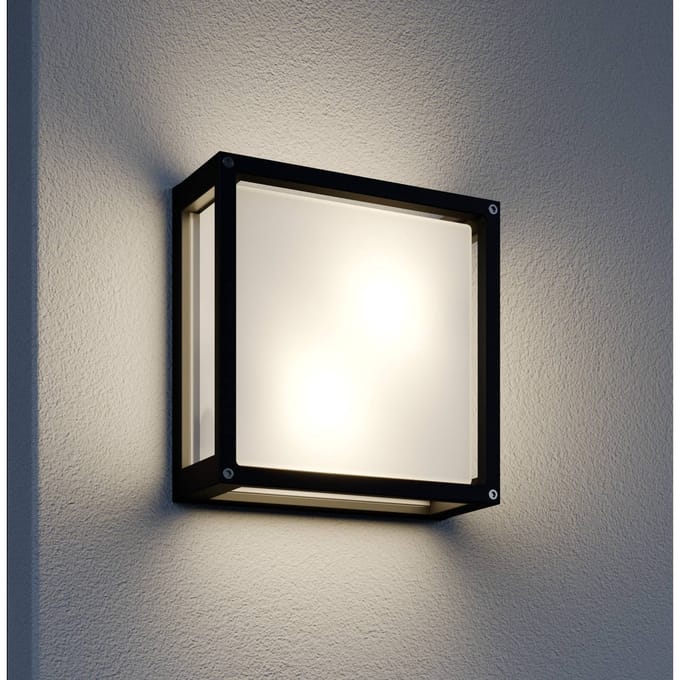 Lucande - Wandlamp buiten - 2lichts - Glas, gegoten aluminium - H: 25 cm - E27 - donkergrijs, wit