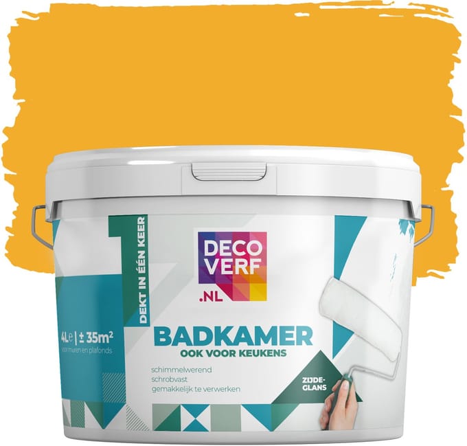 Decoverf badkamer verf okergeel, 4L