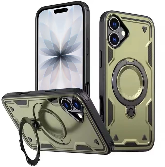 Hoesje Geschikt voor iPhone 17 - Armor hoes met Ringhouder - Arara backcover - Groen