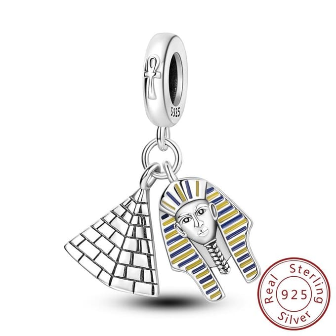 Composants de Perles à Charme Pyramide en Métal Cuivre Authentique Original Pendentif Pharaon Composant de Perle Composants de Perles Compatibles Avec Bracelet Haute Qualité white