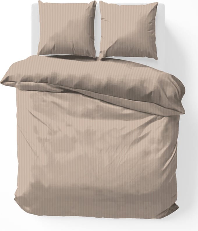 iSleep Satijnstreep Kussensloop - 60x70 cm - Medium Beige