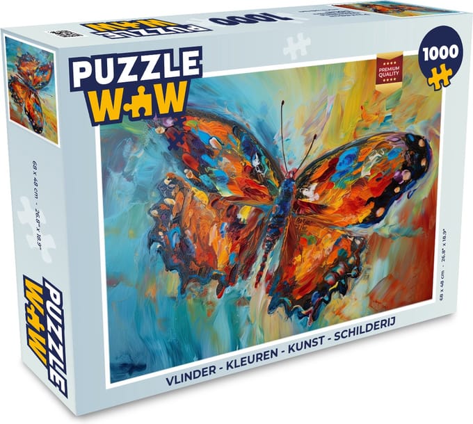Puzzel Vlinder - Kleuren - Kunst - Schilderij - Legpuzzel - Puzzel 1000 stukjes volwassenen