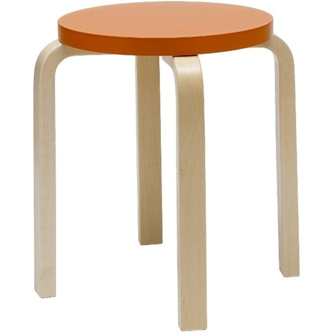 Artek - E60 kruk - poten berken / zitting oranje