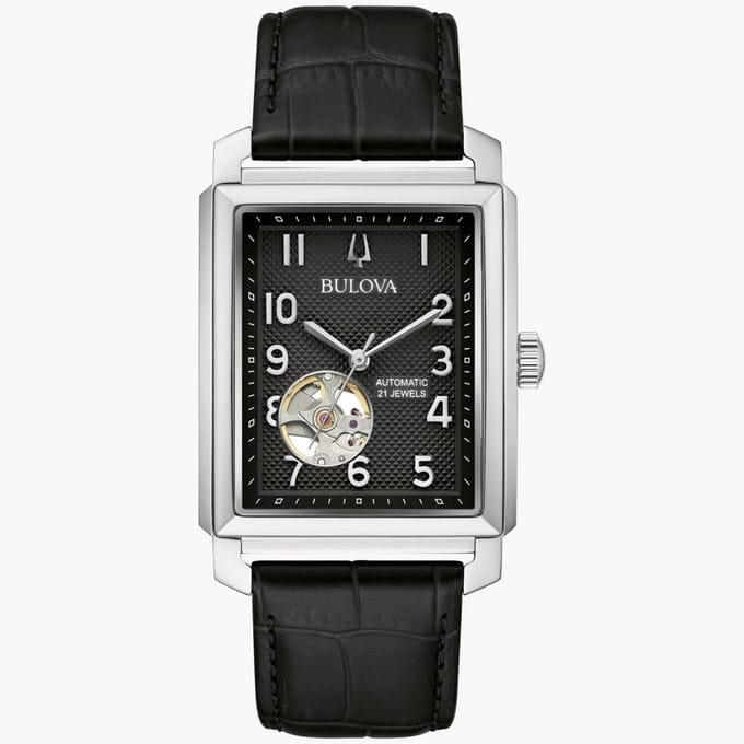 Bulova Sutton Automatic 96A269 Horloge - Leer - Zwart - Ø 36.5 mm