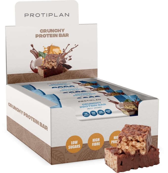 Protiplan - Crunchy Protein Bar Sweet Coconut - 12 eiwitrepen - Suikerarm - Low carb snack