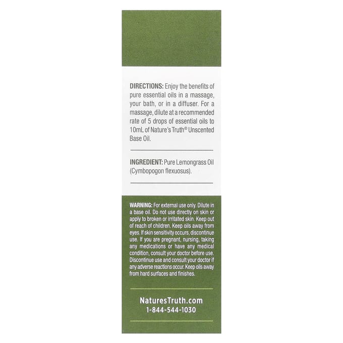 Nature's Truth, Huile Essentielle Pure, Citronnelle Nettoyante, 0,51 fl oz (15 ml)