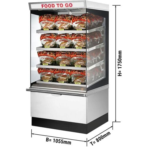UBERT Warmhoudvitrine - 1050x800mm - 4 verwarmde planken
