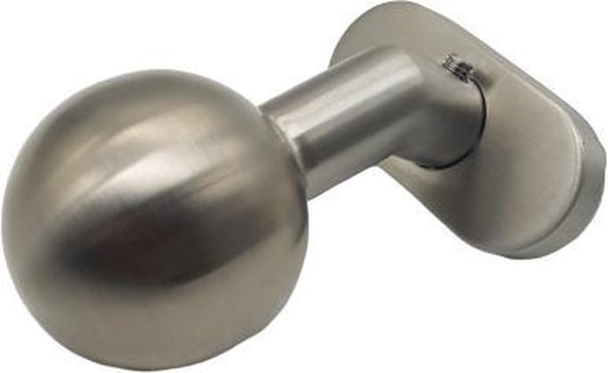 SB RVS deur/raam knop, bol, schuine hoek / 45° hoek