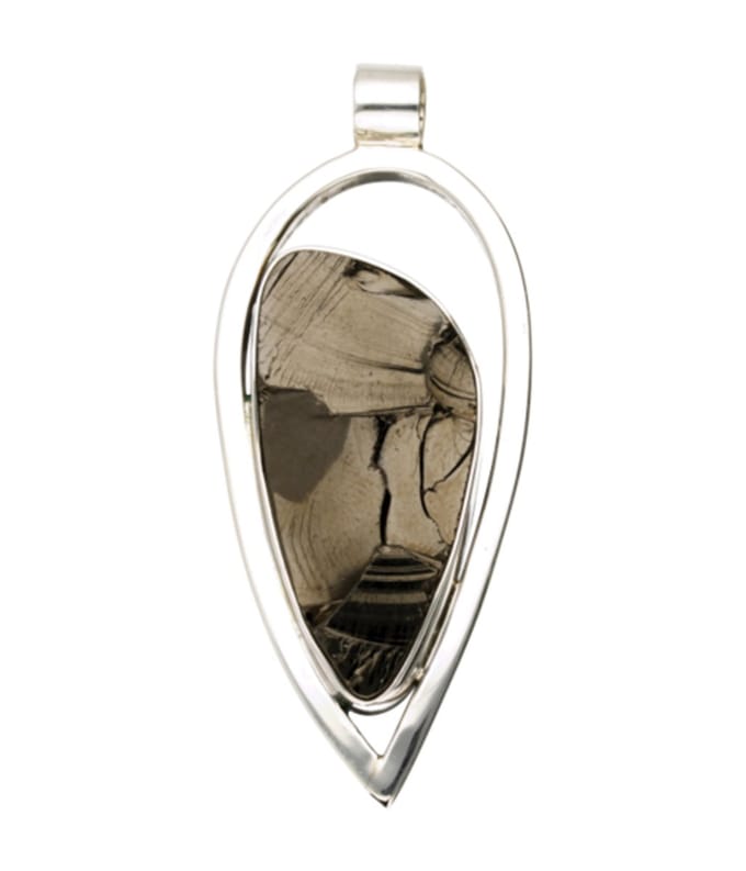 Zilveren Shungiet edelsteen punt open XL hanger