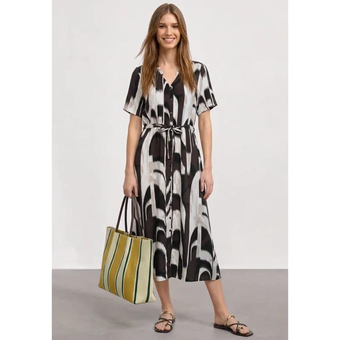 Midi-jurk met V-hals en print