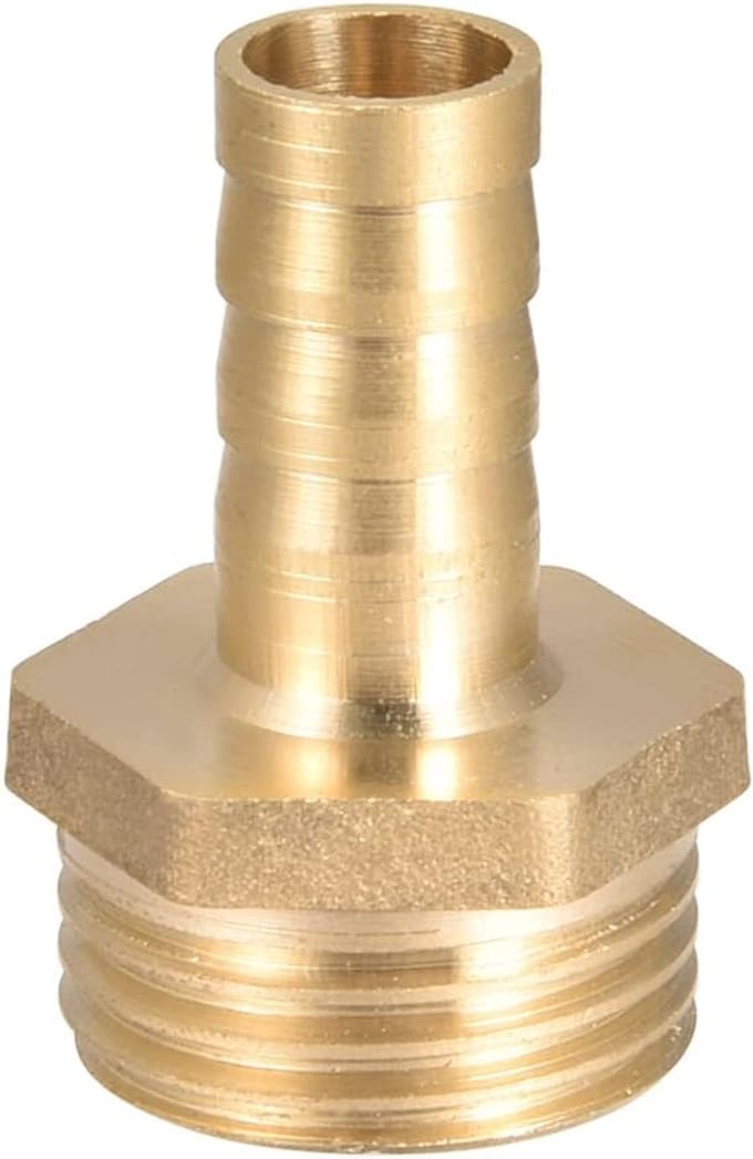 sourcing map Slangtule messing slangaansluiting slangconnector adapter 10 mm x spike G1/2 slang mannelijk