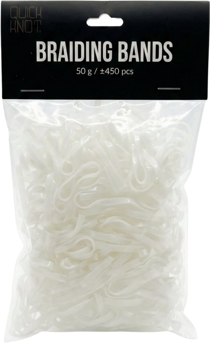 Quick Knot® Brede Vlechtelastiekjes - 450 stuks (50g) - Wit - Extra Sterk & Plat - Paardenelastiekjes