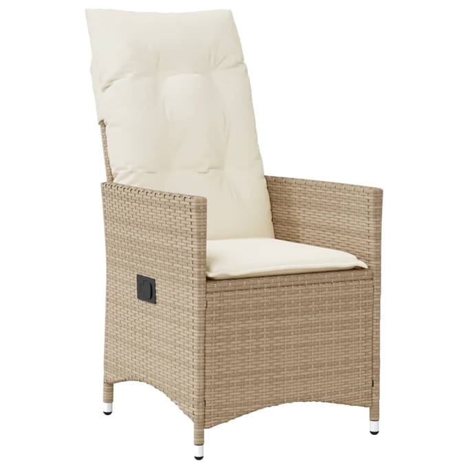 vidaXL - Tuinstoelen - 2 - st - verstelbaar - met - kussens - poly - rattan - beige