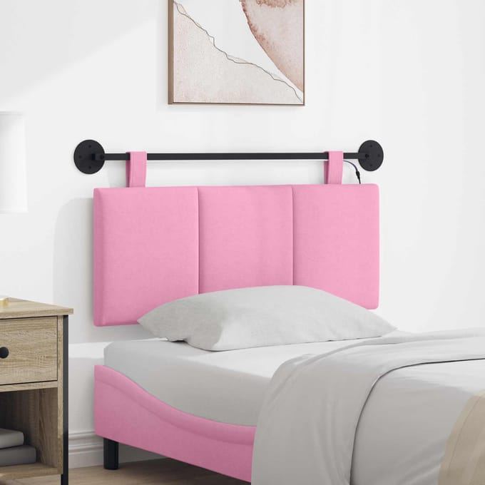 vidaXL - Hangend - hoofdbord - Met - LED-verlichting - Roze - Stof