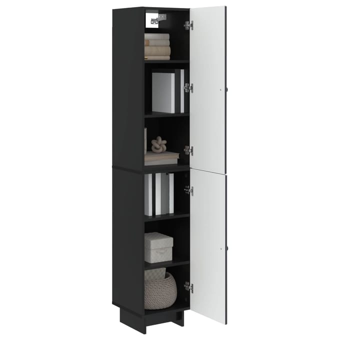 vidaXL - Kast - Set - 2 - st - Zwart - Bewerkt - hout