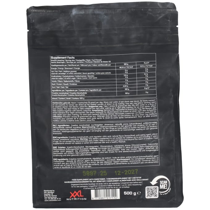 XXL Nutrition - Creatine Monohydraat - Citroen - 500 g