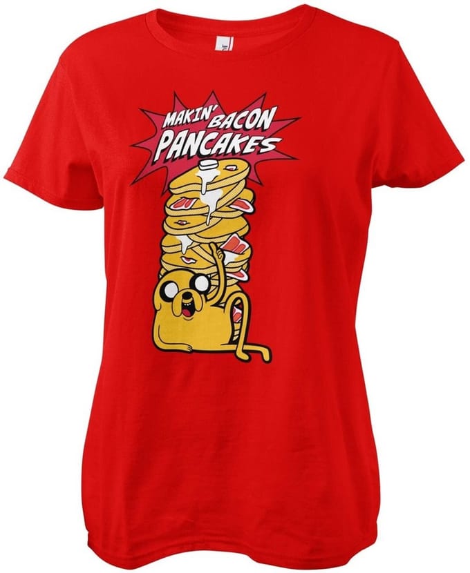 Adventure Time Makin' Bac 'on ' Pancakes Girly T-shirt voor dames, rood