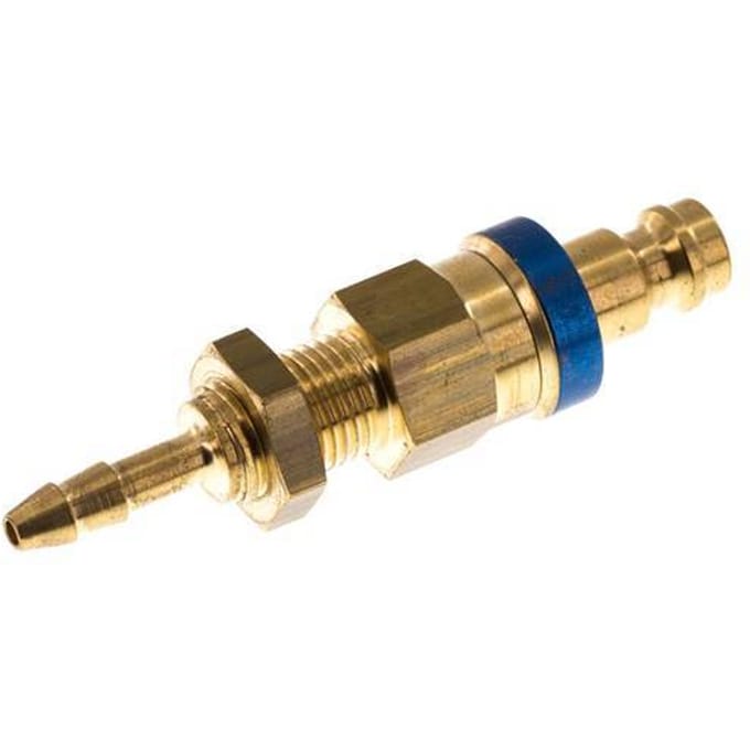Messing DN 5 Blauw Luchtkoppeling Insteeknippel 4x6 mm Push-On Schotkoppeling Double Shut-Off - CLP5-NB-B-BLU-SV-4
