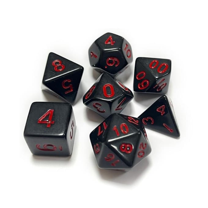 Kit de dés noir rouge 7 pièces/lot Dés polyédriques bicolores D4 D6 D8 D10 D D12 D20 Dés de jeu black