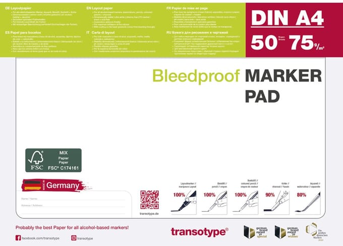 transotype markeeronderlegger DIN A2, 70 g/m², 50 vel