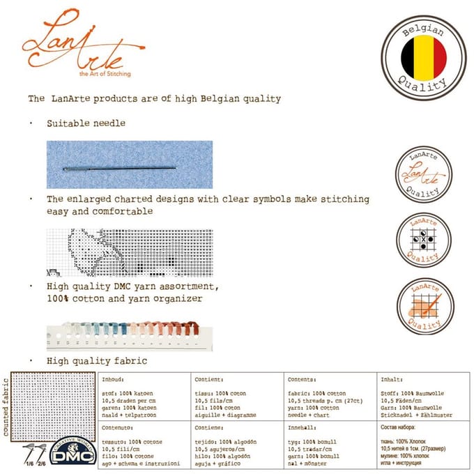 Telpakket kit Blauwe vogels - Lanarte - PN-0008197