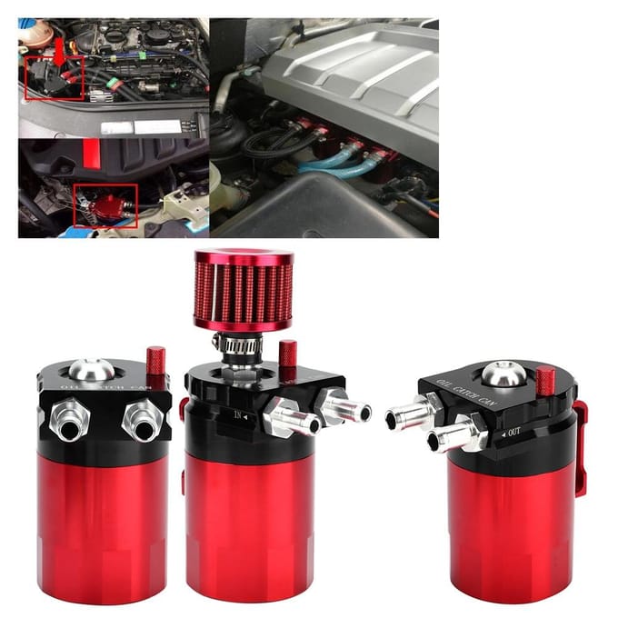 Auto Modificatie Accessoires 300ml Baffled Universele Olie Opvangtank Ontluchting Can Reservoir Tank Rood black