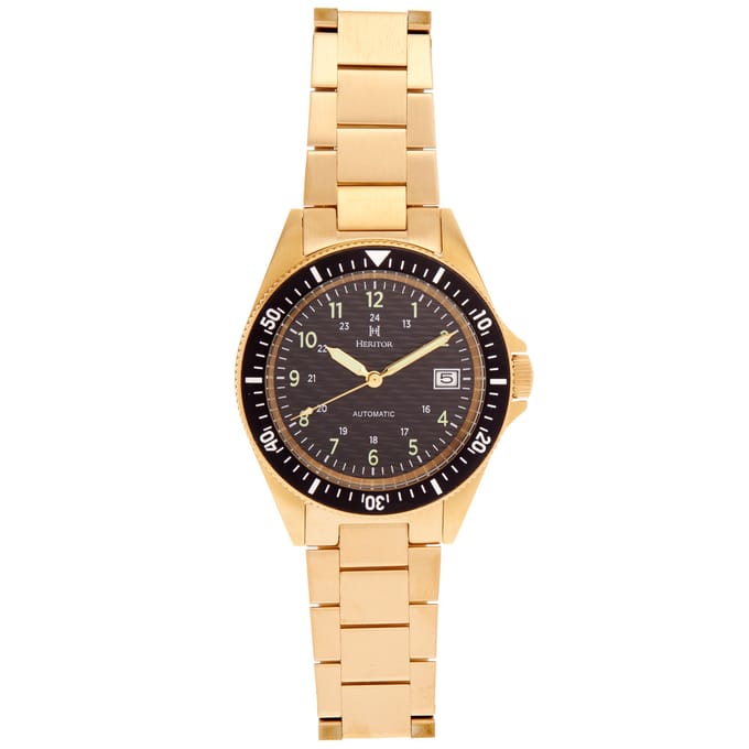 Heritor Automatic Calder armbandhorloge met datum - goud/zwart