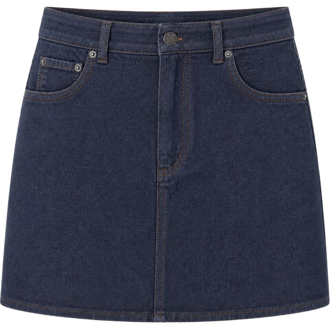 Hoge Taille A-Lijn Denim Minirok met Knopsluiting