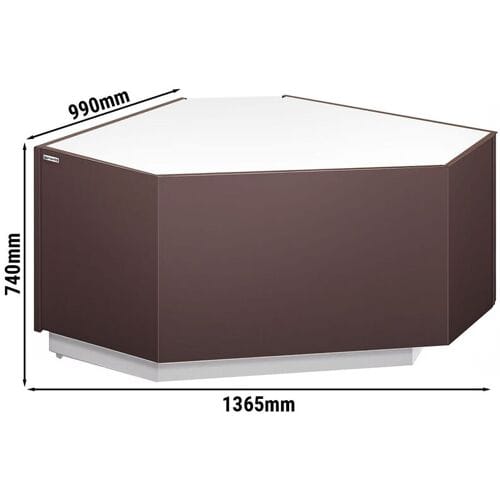 GGM Gastro Eck-Kassentisch RIGA - 1360mm - 90° Außen Wit / Bruin