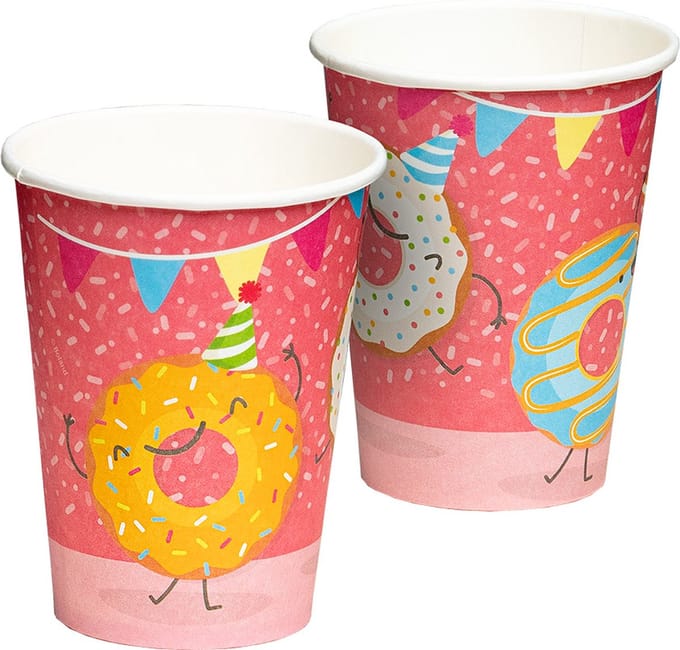 Boland - Set 8 papieren bekertjes Donut - Pastel - Pastel
