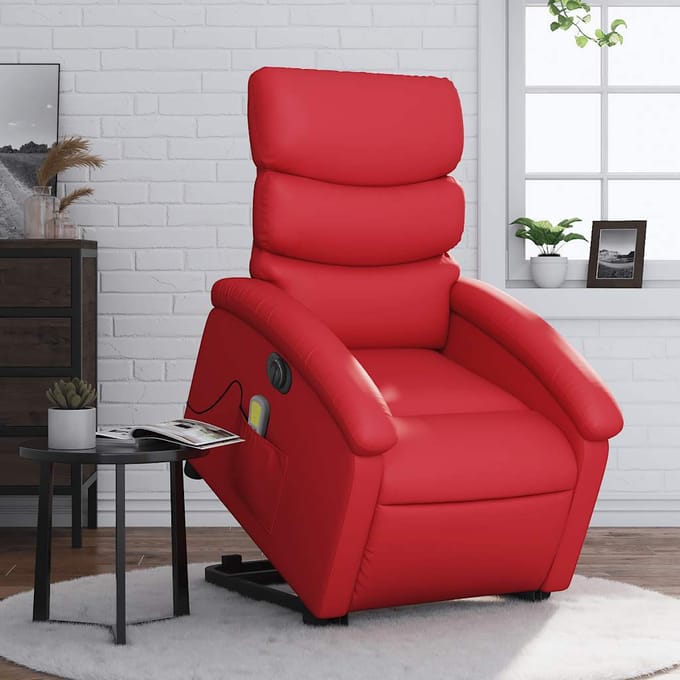 vidaXL - Sta-op-massagestoel - elektrisch - kunstleer - rood