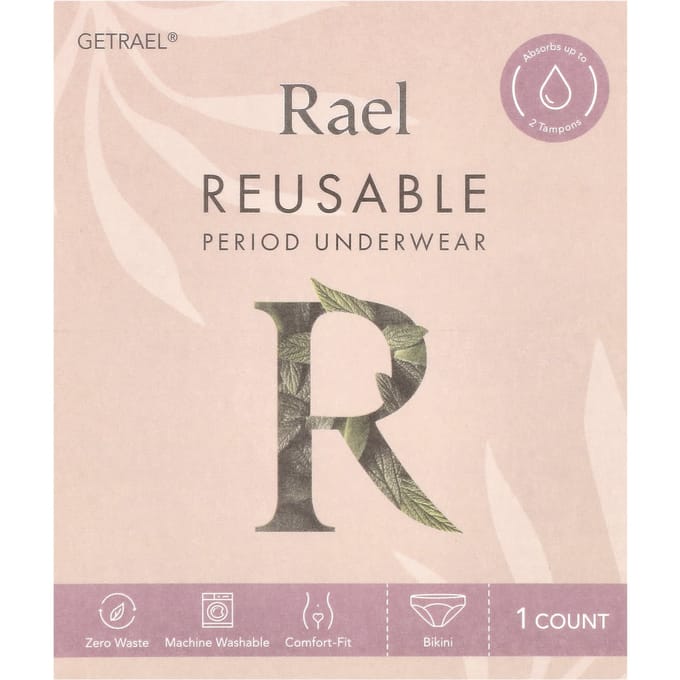 Rael, culotte menstruelle réutilisable, bikini, extra large, noir, 1 pièce gray